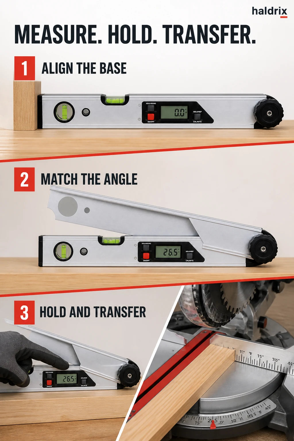 Three-step measurement transfer workflow